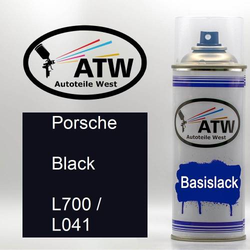 Porsche, Black, L700 / L041: 400ml Sprühdose, von ATW Autoteile West.